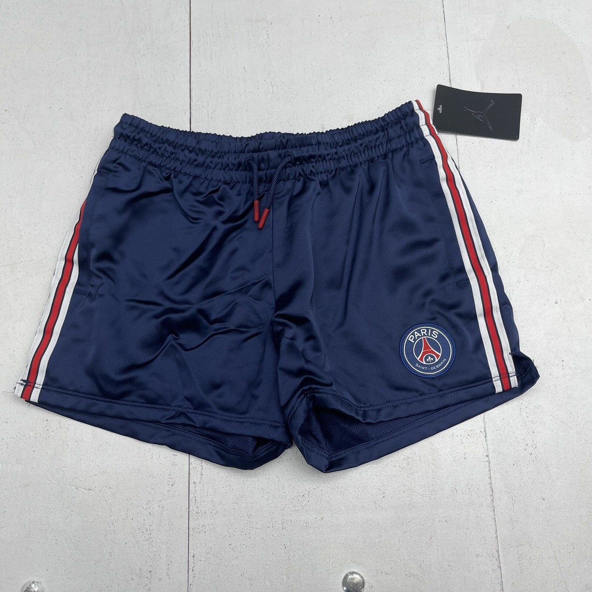 PARIS SAINT-GERMAIN Jordan XXL ネイビー Jordan X Saint Germain Paris Navy Blue Satin Athletic Shorts Youth