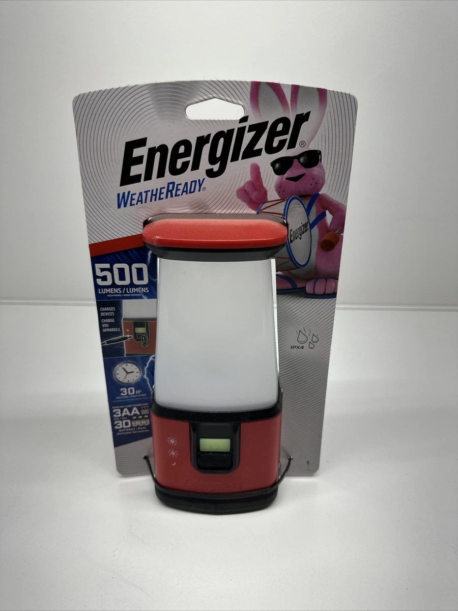Energizer Weather Ready 500 Lumens Red Emergency Lantern Camping Light Rain Tent