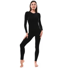 Emprella Womens Thermal Underwear Ultra Soft Long Johns Set Base Layer Black Sm