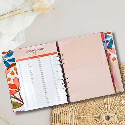 Greeting Card Organizer with Pockets - Floral Birthday Calendar Book Hardcover - Picture 3 of 12