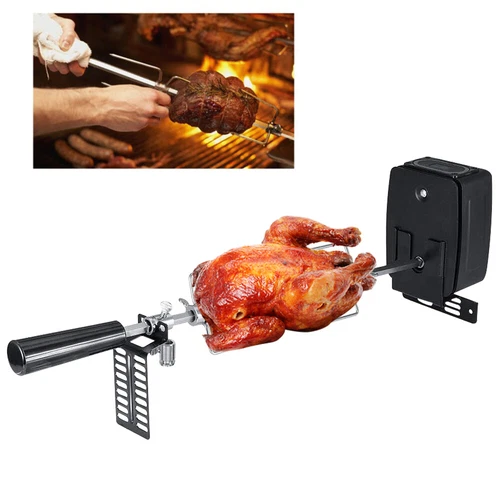 Stainless Steel Rotisserie Forks Rods Kit&Battery-powered Motor, BBQ Grill Tools