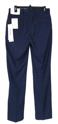 Calvin Klein Men's Slim-Fit Stretch Dress Pants Blue/Black Plaid 36x32 NWT - Picture 3 of 4