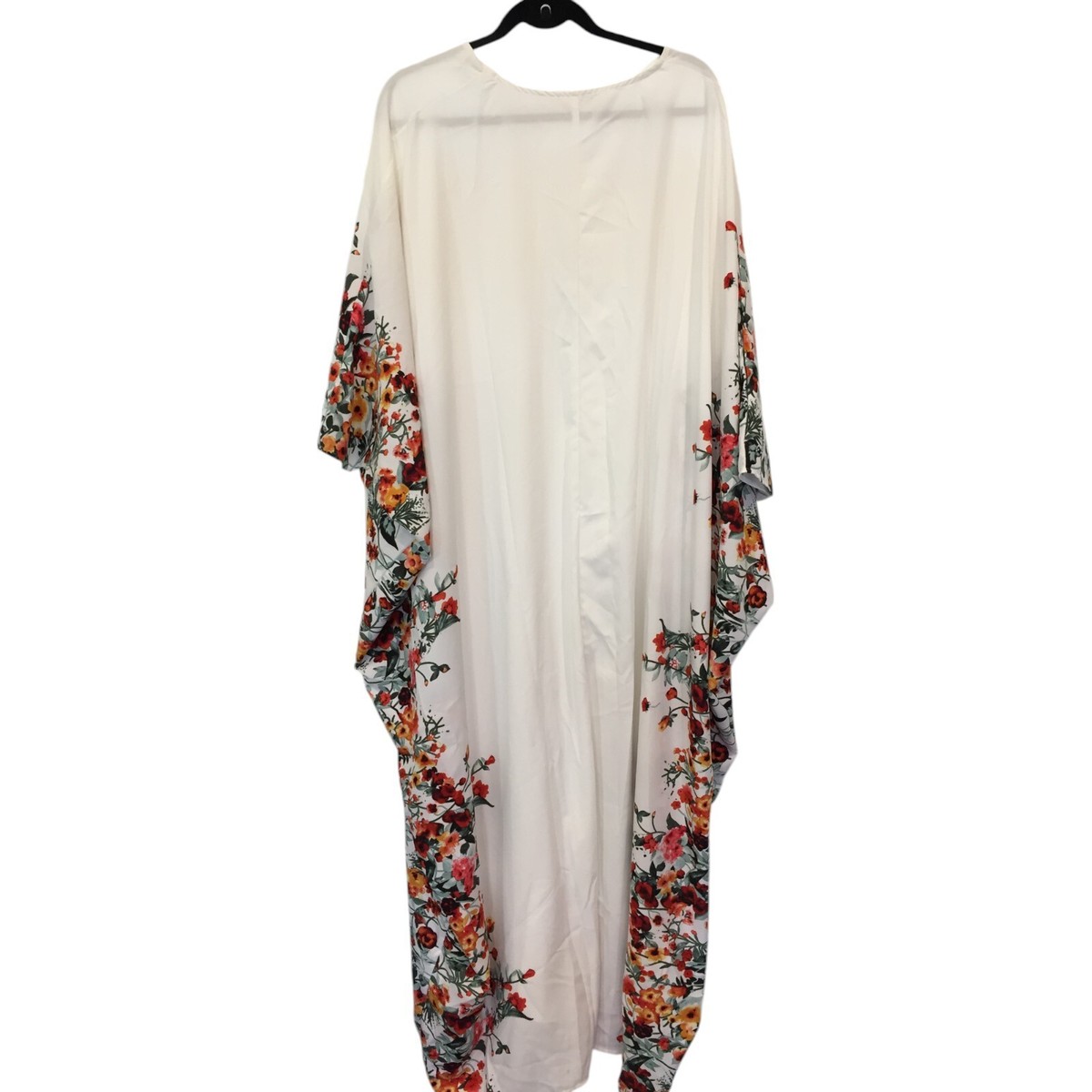 Dolman Sleeve Kaftan Maxi Dress Womens One Size Fits All White Floral  Pullover