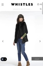 Black Sheepskin Gilet Longline Shearling Suede S Uk8 Us2-4 Eu36