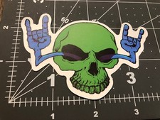 Rock On Skull Punk Rock Humor Funny Skateboard Laptop Guitar Decal Sticker B5D