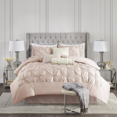 Beautiful Chic Modern Elegant Soft Pink Ivory White Ruffle Tufted