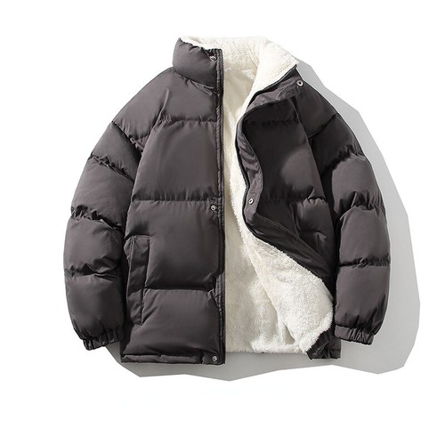 Men Fleece Lined Puffer Jacket Quilted Padded Loose Casual Winter Warm Coat Zip - Picture 5 of 17