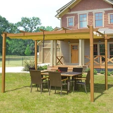 9’ x 13’ Outdoor Retractable Pergola Against The Wall w/Canopy Aluminum