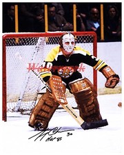 NHL Boston Bruins Goalie Gerry Cheevers Game Action Signed 8 X 10 Photo REPRINT