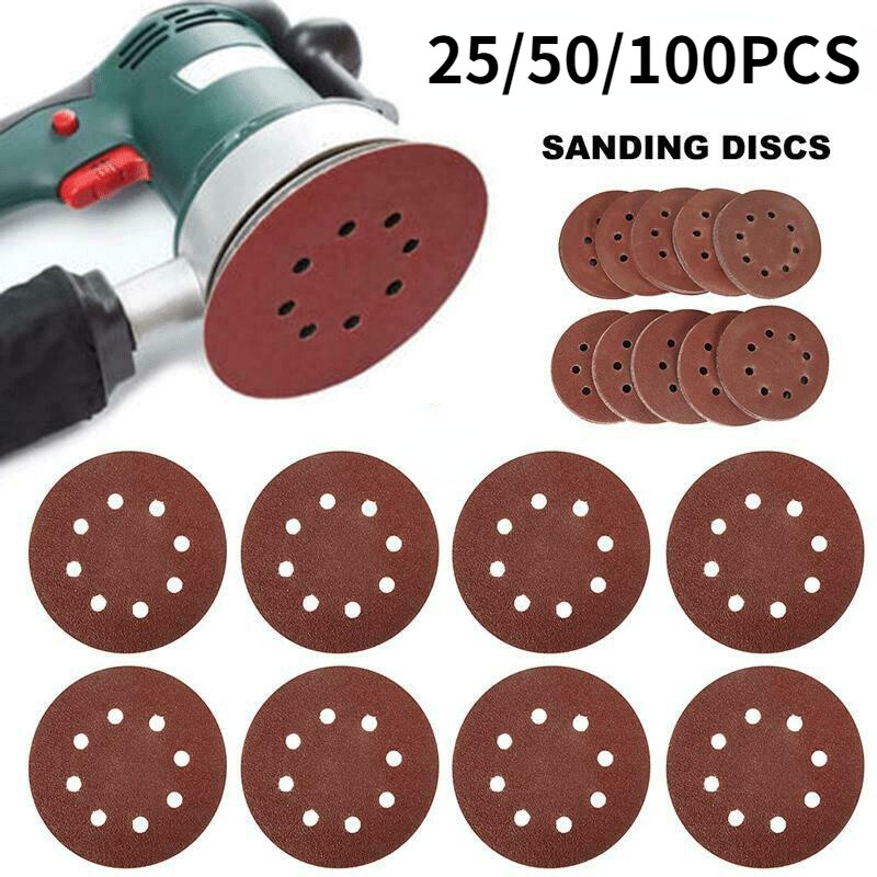 35-Piece Hook & Loop Sanding Discs - 5 Inch 8 Hole Assorted Grit Sandpaper For Orbital Sanders