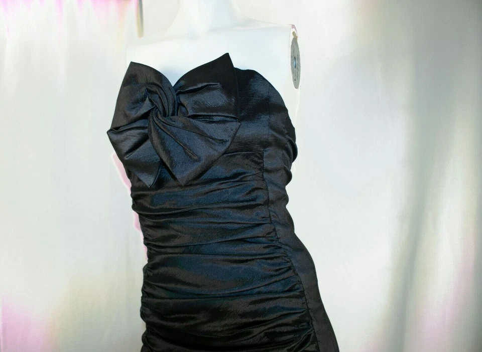 MASQUERADE neues schwarz silbergraues solides trägerloses festliches Damenkleid Größe M - Bild 2 von 4