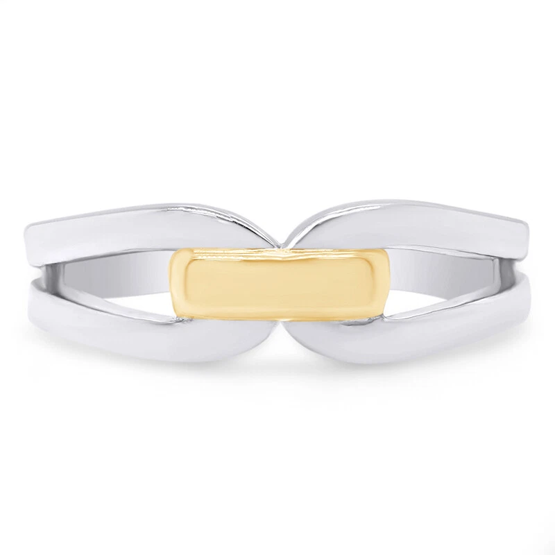 Anillo de oro con banda de enlace duradero enchapado en oro de 14 k de ley Foto 2 de 4