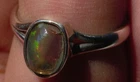 MEXICAN NATURAL FLASHING FIRE OPAL 925 STERLING SILVER RING Sz 6 TAXCO JEWELRY