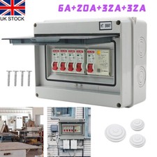 4-Way Consumer Unit Fuse Box 4 MCB Circuit Breakers Isolator Shed for Caravan