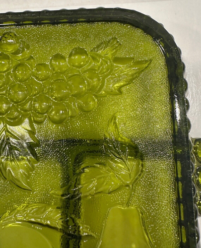 Vtg Indiana Glass 5 Section Divided Serving Fruit/Relish/Nut Dish-Avocado Green - Picture 5 of 7
