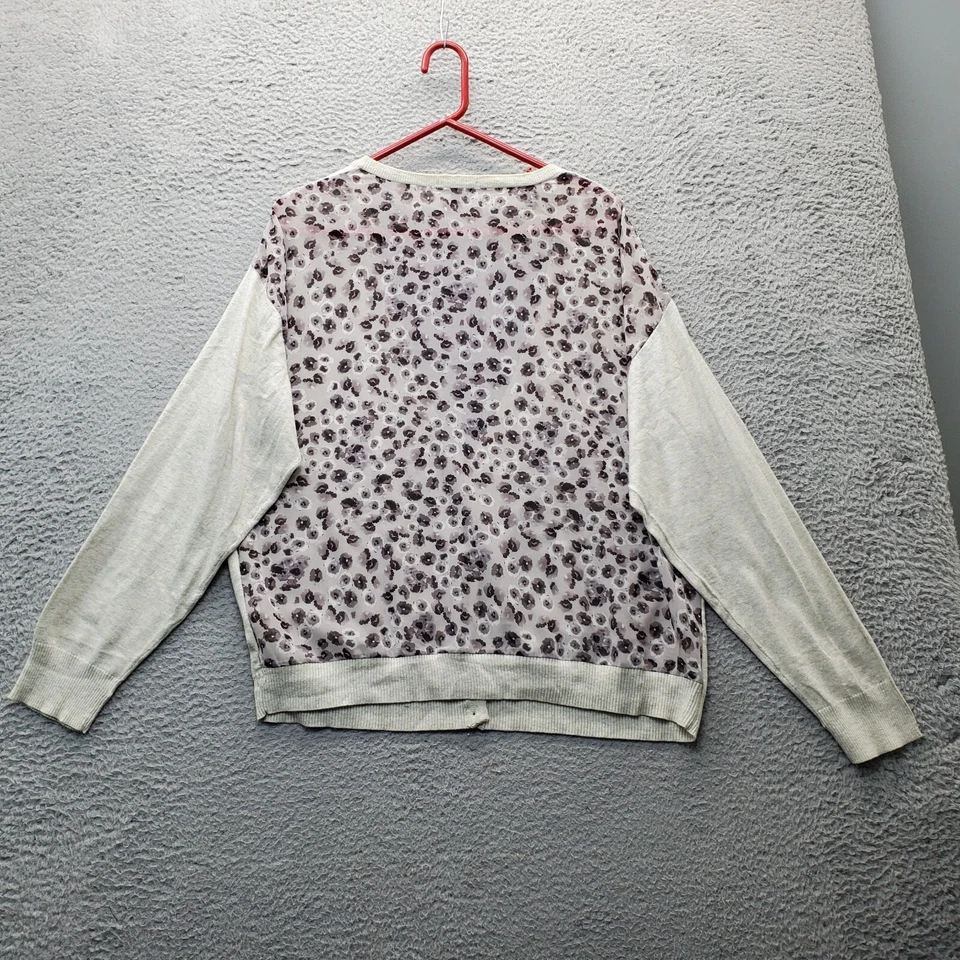 Gap Cardigan Sweater Womens XL Multi Knit Leopard Print Deep V Neck Button Front - Image 2 of 4