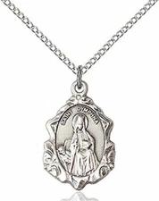 Sterling Silver Patron Saint Dymphna Medal with Fancy Border, 3/4 Inch