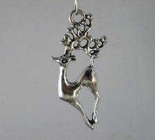48pcs Tibetan Silver 3D Sika deer Charms Craft DIY 39x17x5mm 35771