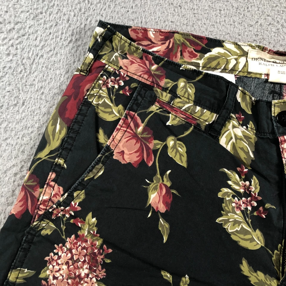 Denim & Supply Ralph Lauren Adult 32 Black Floral Hawaiian Summer Chino - Image 3 of 4