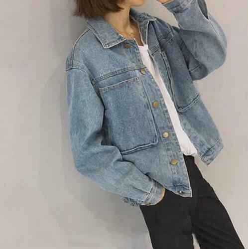 Womens Fashion Korea Style Denim Coat Retro Washed Blue Jean Jacket BF Outwear @ - 第 1/12 張圖片