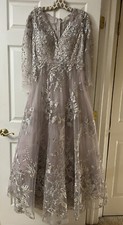 MAC DUGGAL FLORAL EMBROIDERED Ball Gown Maxi Dress  $798 Sz: 8