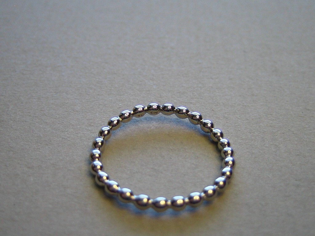 STERLING SILVER THIN BEADED STACKABLE BAND RING -… - image 2