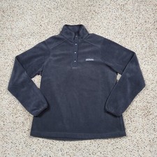 Columbia Sweater Women Medium Black Fleece Pullover Snap Sweatshirt Outdoors A3