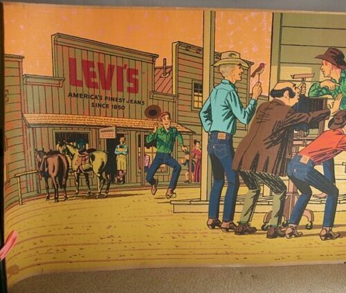 Vintage 1950 Levi's Poster For Store Paper Banner Very Rare Vintage 1950 Levi's Poster For Store Paper Banner Very Rare