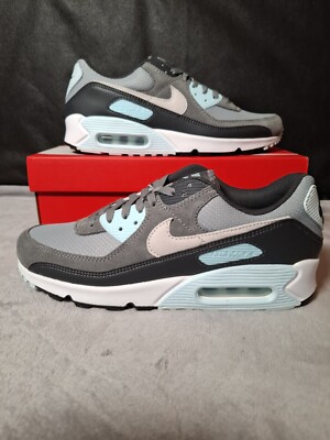 Nike Air Max 90 Trainers Grey Light Blue Men's Size (UK) RRP £135 BNIB  UK