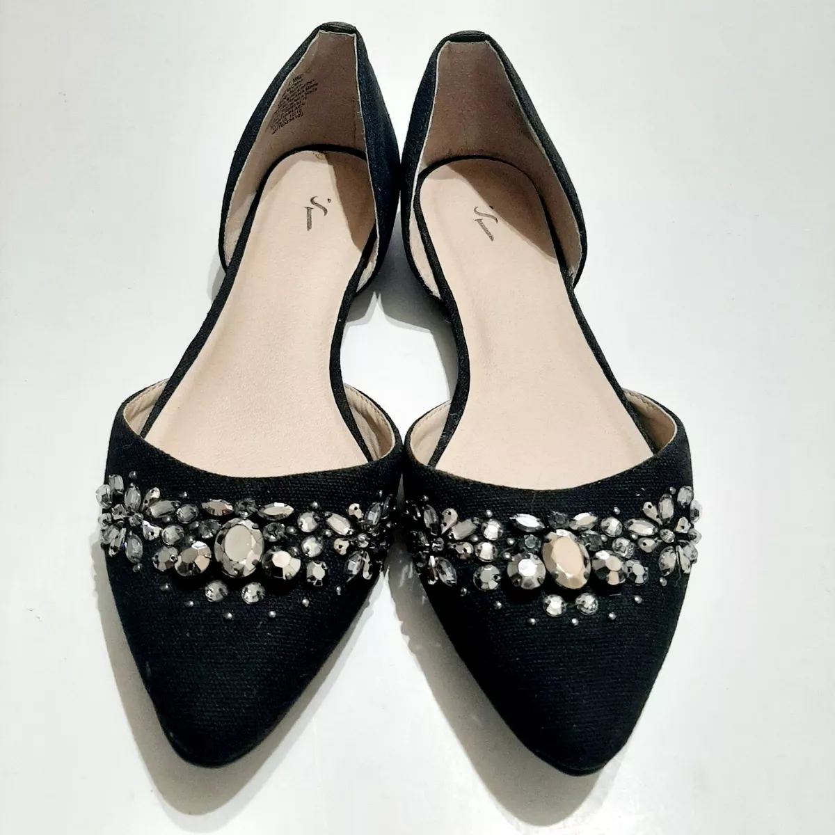 Simply Vera Vera Wang Kohls Svanita Blk Bejeweled Rhinestone Slipper Shoes  SZ 7