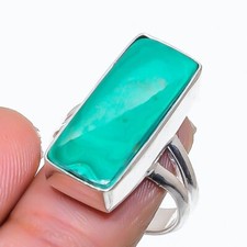 Natural Green Malachite Gemstone 925 Sterling Silver Jewelry Ring Size 7 US 
