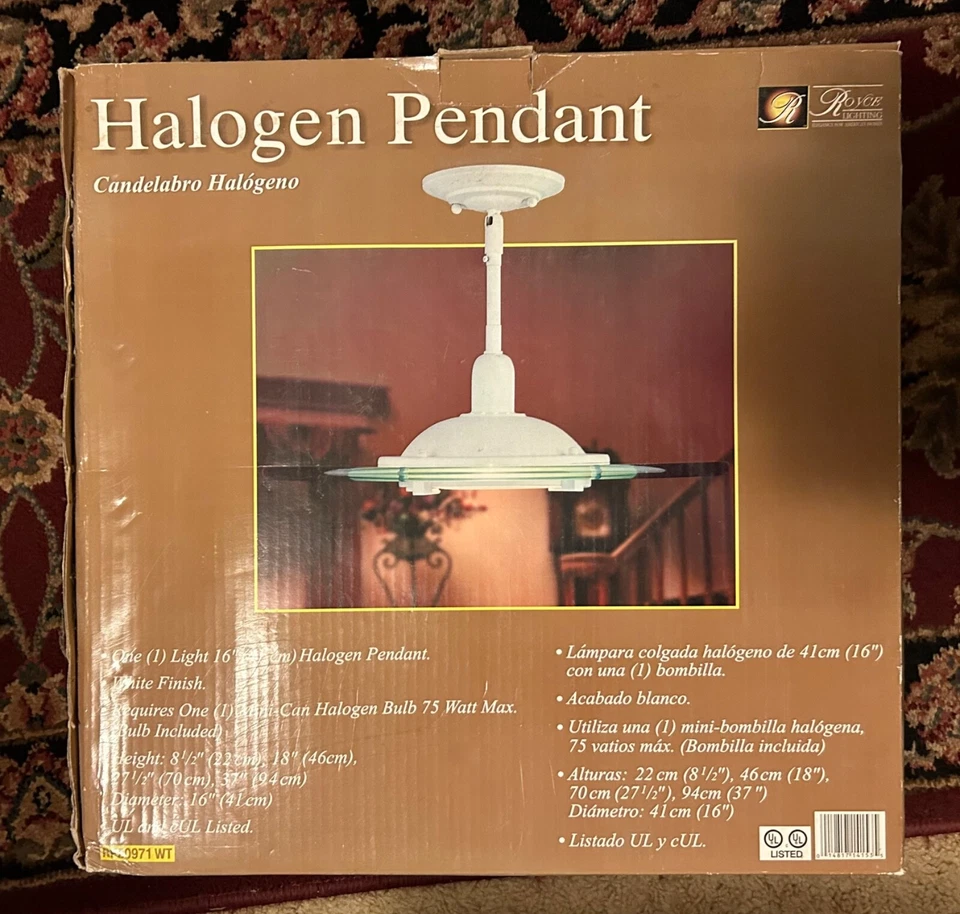 Lámpara colgante halógena de techo Royce - 16" - NUEVA EN CAJA Foto 3 de 3