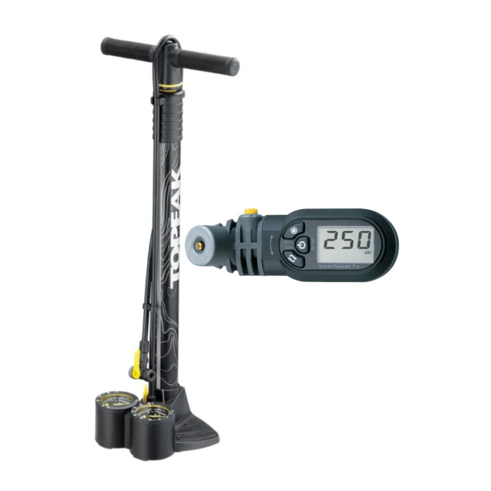Topeak Joe Blow Dualie Floor Pump for MTB Fat Tire Bikes and D2 Pressure Gauge