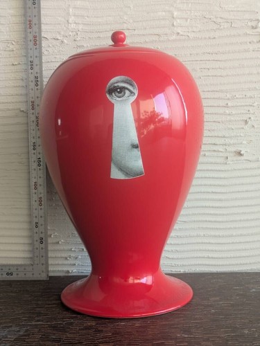 Bitossi Fornasetti Porcelain Red Face Jar Urn Vase Flower Vase Art Design - 第 7/8 張圖片