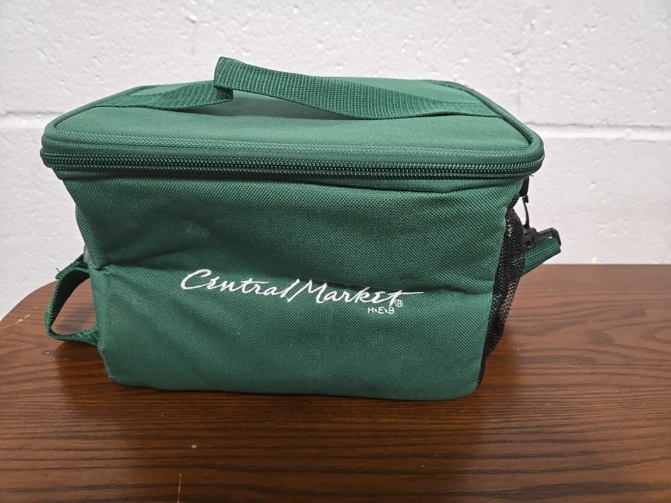 Bolsa de compras refrigeradora de picnic de lona aislada Central Market HEB con cremallera
