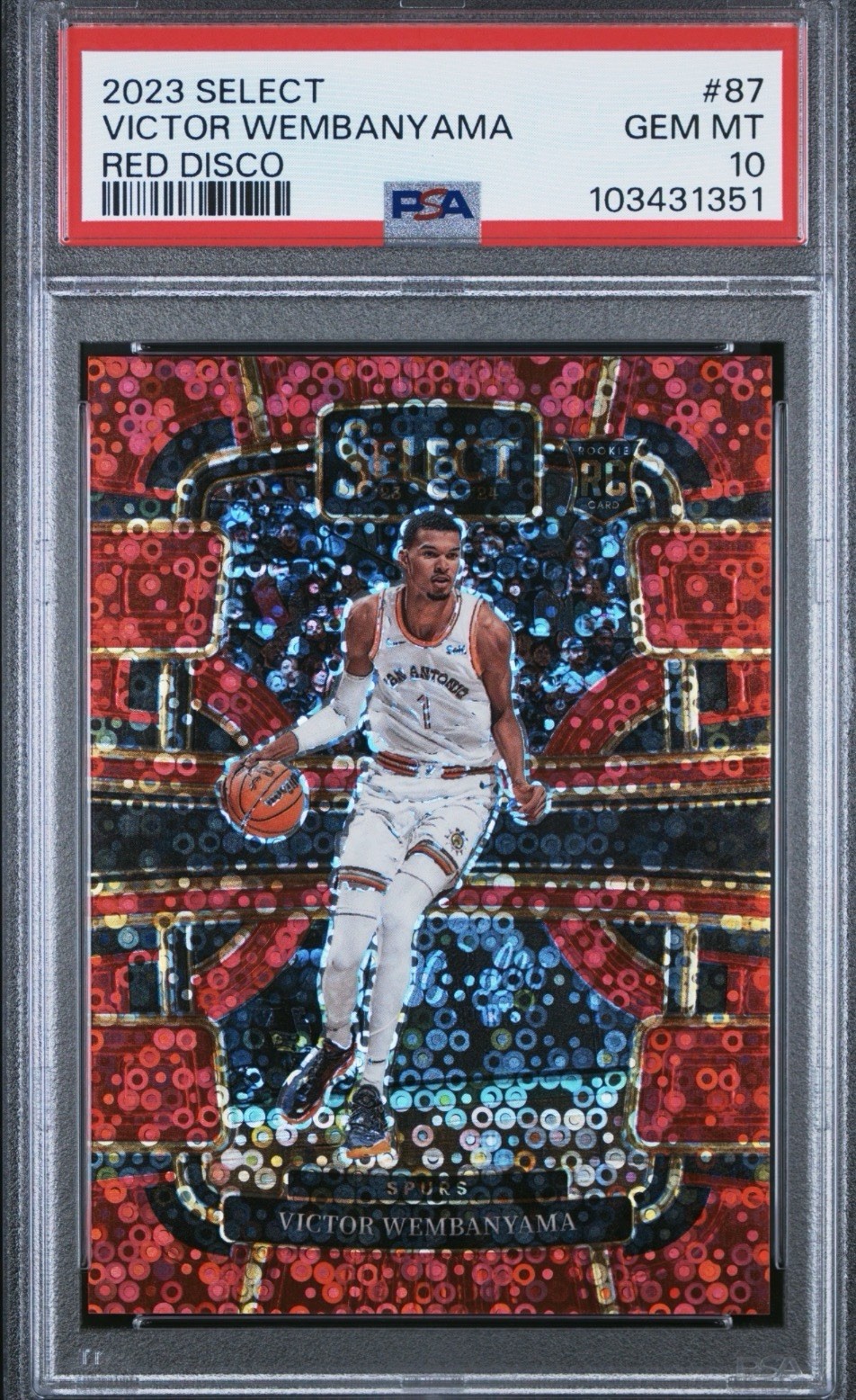 2023-24 Panini Select Victor Wembanyama #87 Concourse Red Disco RC /49 PSA 10 Mt