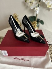 Salvatore Ferragamo Vara Bow Pumps Black Leather 3.5 Heel New/ New w/ Box