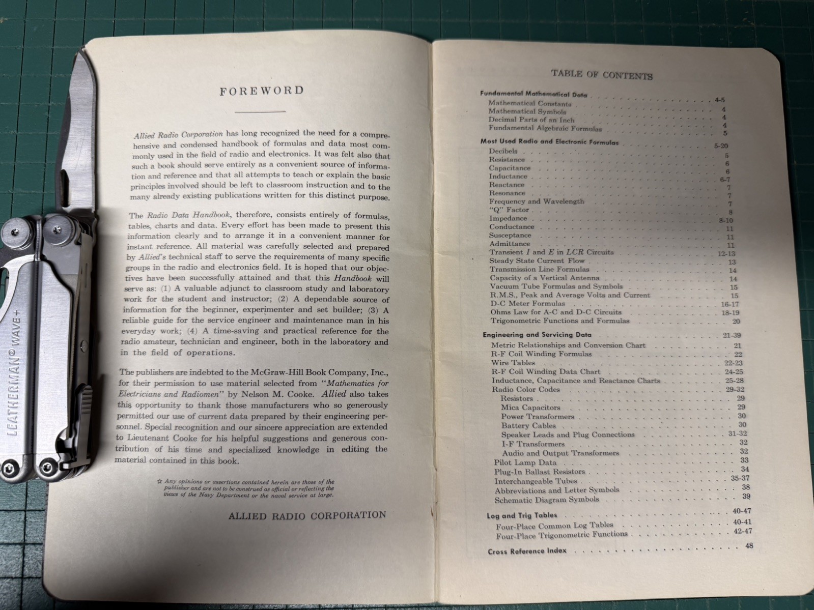 1945  Allied's Radio Data Handbook, Formulas and Data, Charts and Diagrams image 7
