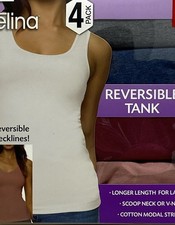 Felina Reversible Tank Womens 4 Pack Cotton Modal Stretch S New