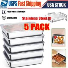 5Pcs Stainless Steel Food Storage Containers with Lids Leakproof, Stackable US