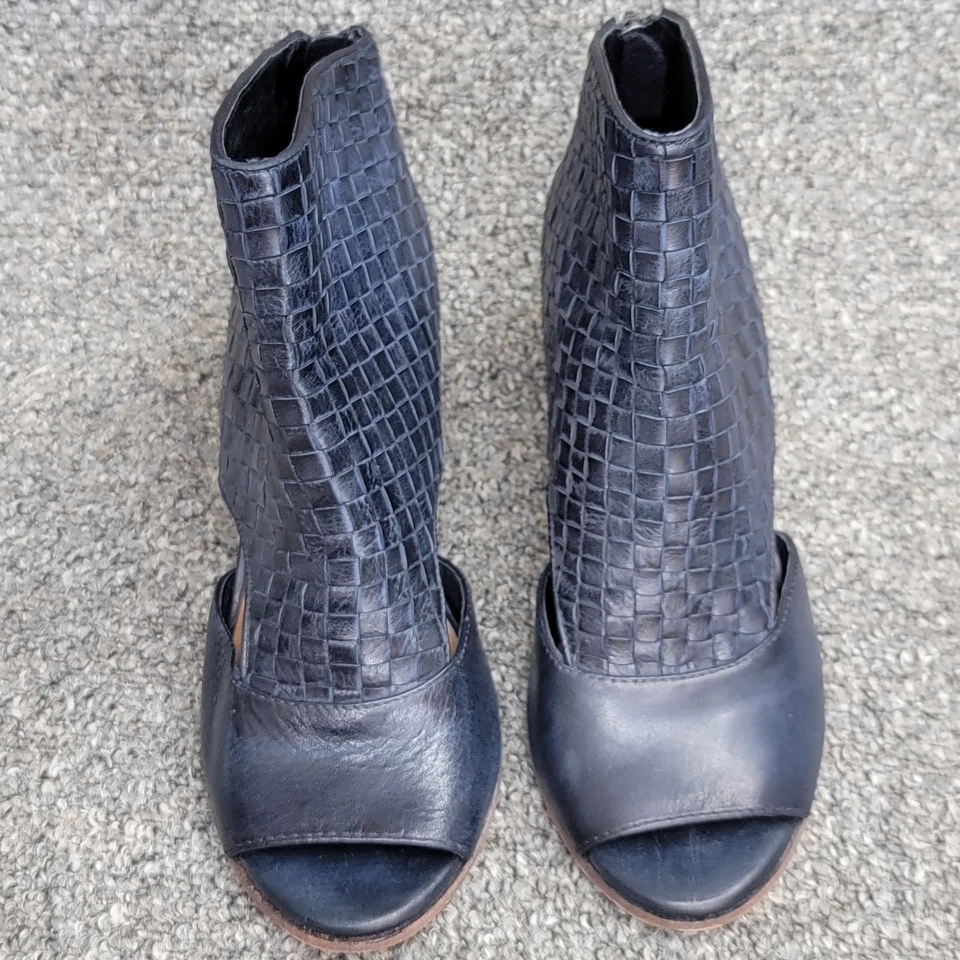 Botín Patricia Nash Rosetta Peep Toe 8,5 cuero azul Foto 2 de 4