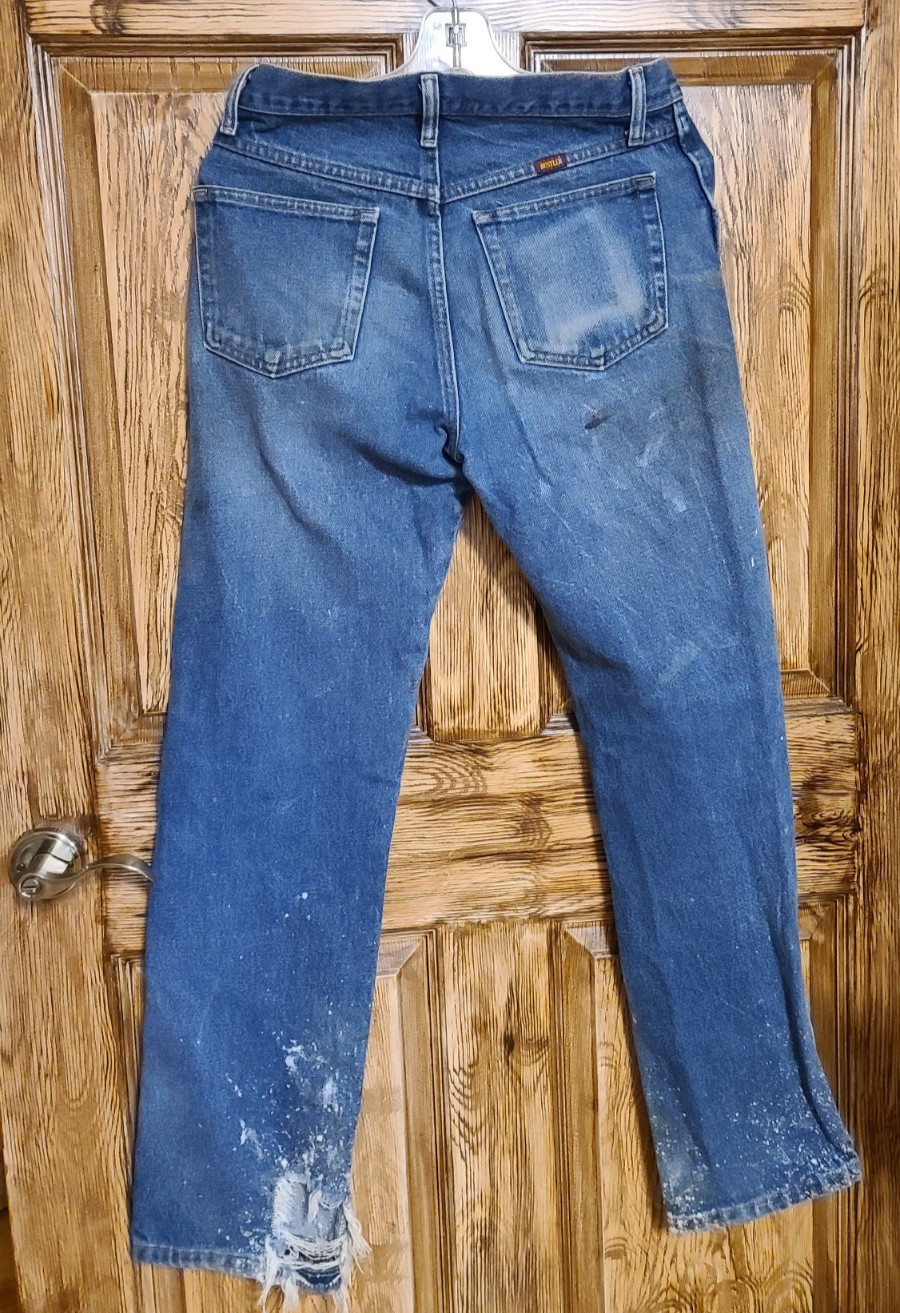 Thrashed Destroyed Bleach Splatter Rustler Jeans … - image 2