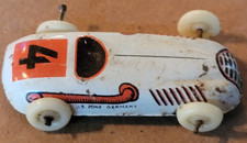 Vintage BILLER PENNNY TOY Tin Race Car 4 WHITE 1950  s Made in U.S. Zone Germany