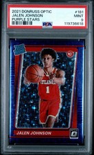 2021-22 Panini Optic Jalen Johnson Rated Rookie Purple Stars /13 Hawks PSA 9