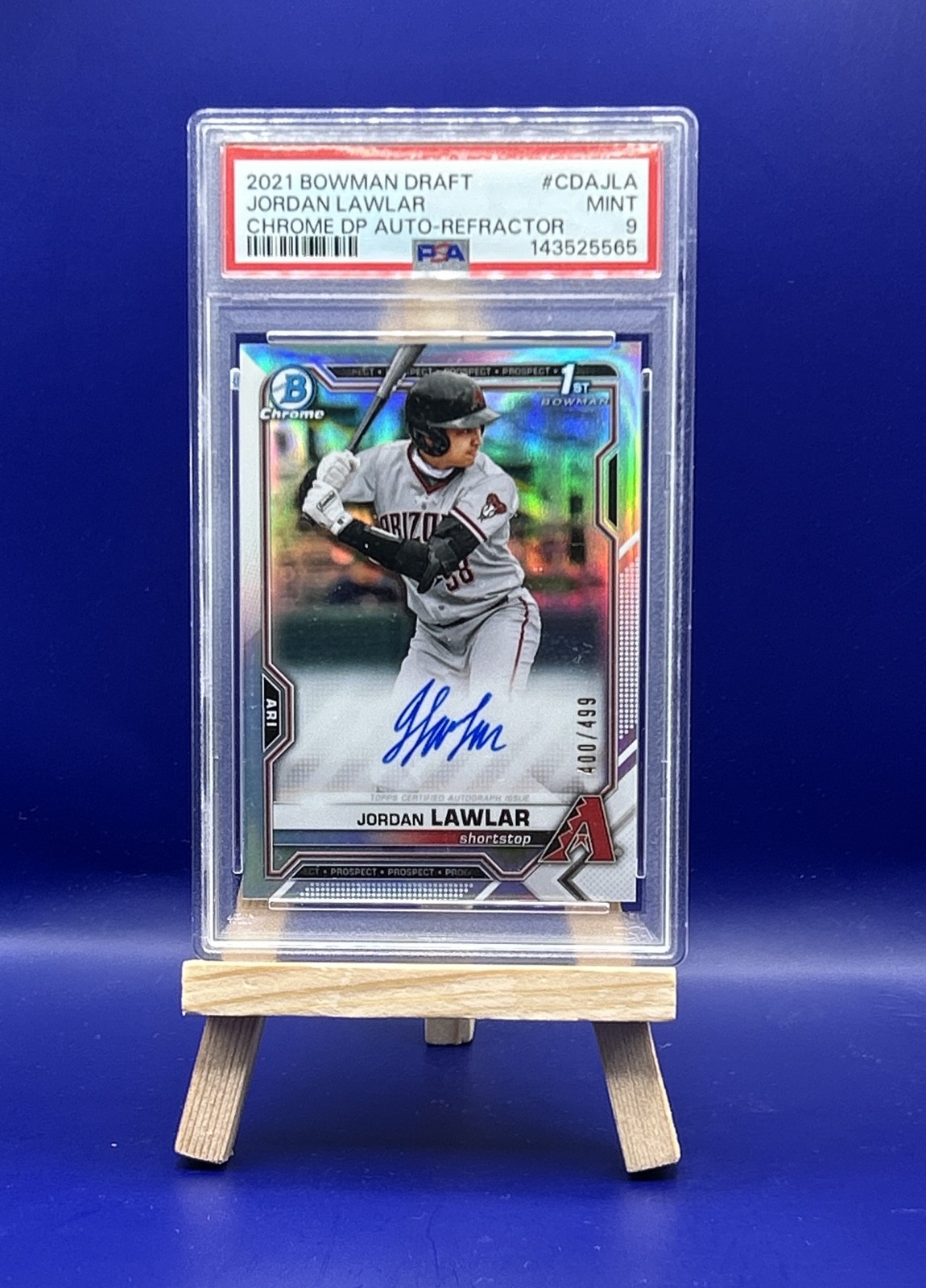 2021 Bowman Draft Chrome 1st  Refractor /499 Auto Jordan Lawlar #CDA-JLA PSA9