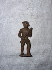 Antique Grey Iron Cast Doughboy Toy Soldier Advancing with Rifle