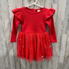 NWOT Tucker + Tate Red Tulle Skirt Dress Embroidered Flowers Girls 12 Months