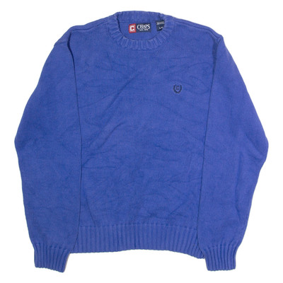 CHAPS Herrenpullover Blau Rundhalsausschnitt Grobstrick L