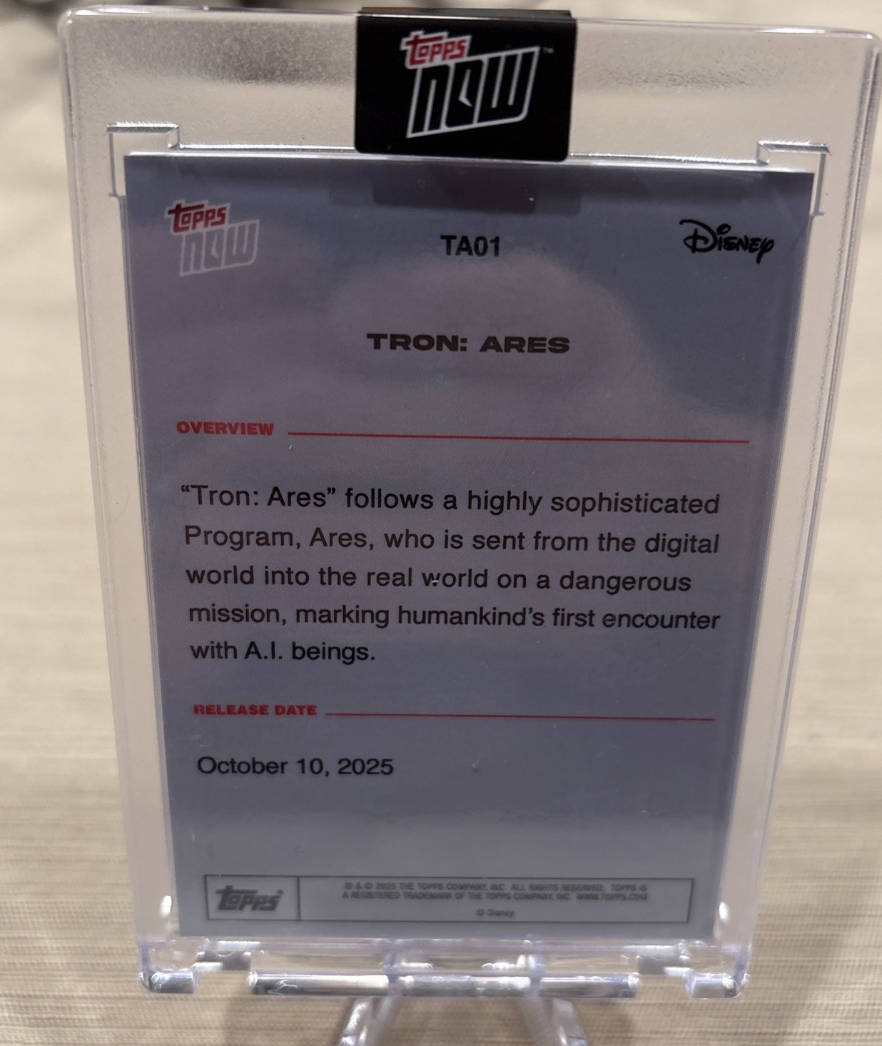 2025 Disney Topps NOW Tron: Ares Movie Poster Card #TA01