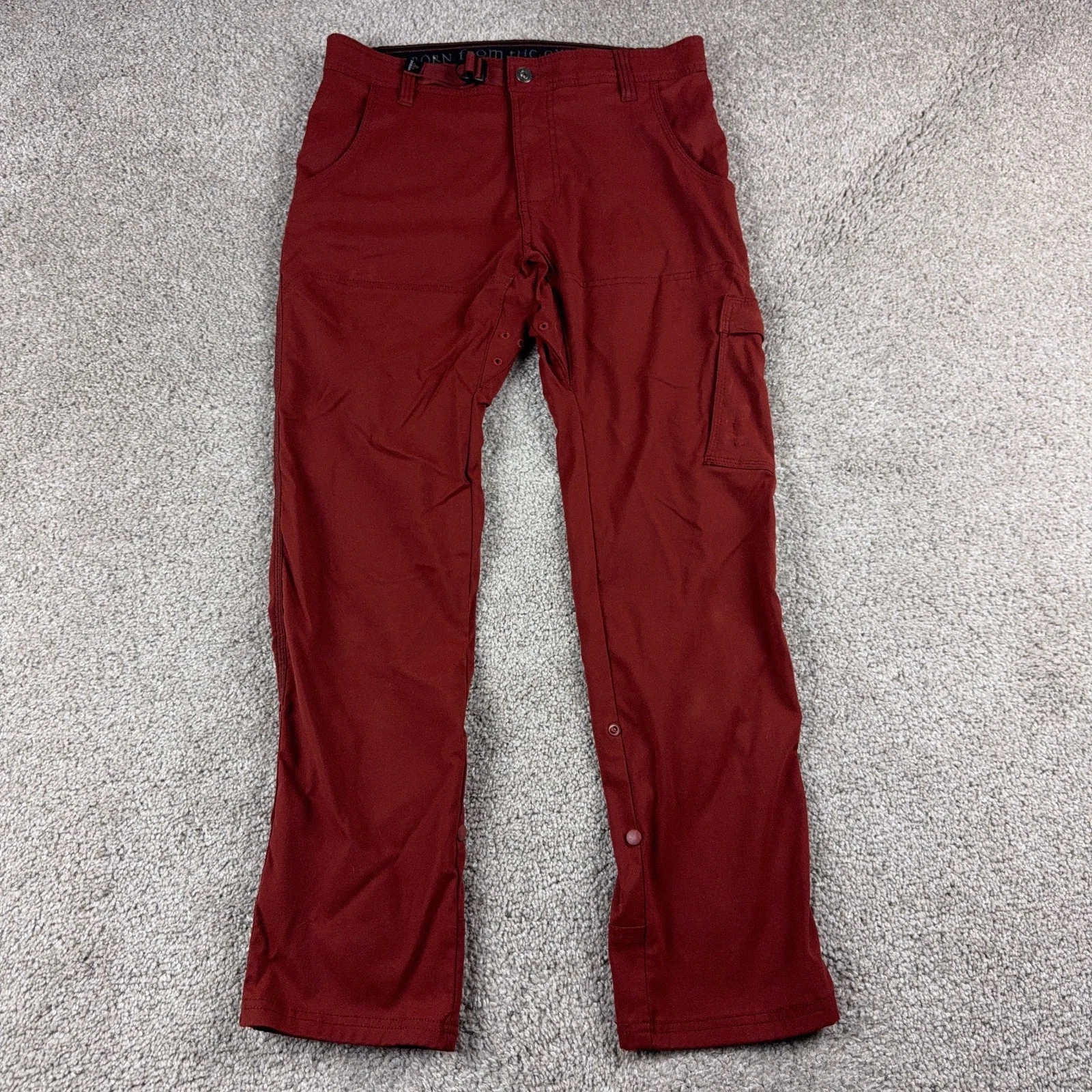 PrAna Pants Mens 30 Red Zion Stretch Hiking Outdoor Cargo Roll Tab Hiker Hike